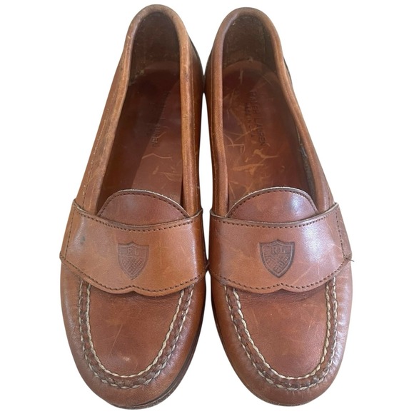 Ralph Lauren Tan Leather Loafers - Picture 2 of 12